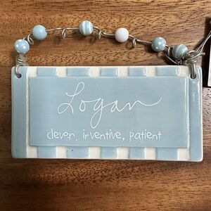 Department 56 Sandra Magsamen Boys Name Tag Ornament Decor Ceramic Plaque LOGAN